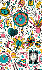 Fototapeta premium New Year and Christmas 2d cartoon or graphic advertising background, Seamless pattern