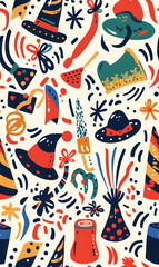 New Year and Christmas 2d cartoon or graphic advertising background, Seamless pattern