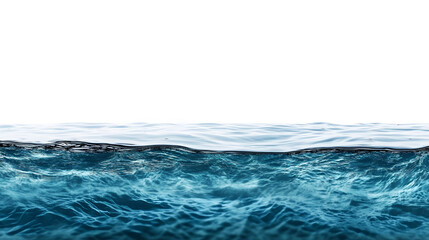 Water wave blue ocean surface wide panorama isolated on white background