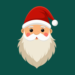 A cartoon of Santa Clauss face with a beard and hat