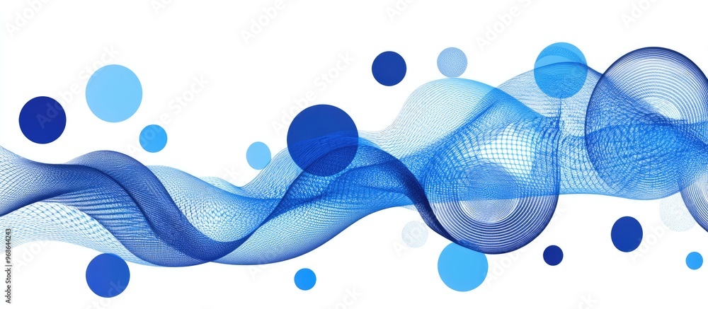 Aufkleber abstract illustration of a random ball stream in cobalt and cyan with flat circle designs on a white