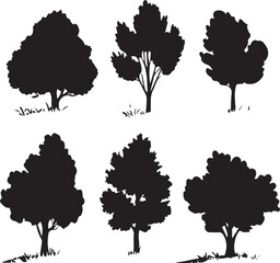 Set Trees. Hand drawn vector illustration	