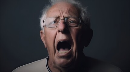 Elderly Caucasian man shouting