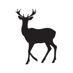 deer silhouette, wild deer silhouettes in flat style isolated on white background. Vector illustration