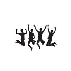 Fototapeta premium Friends enjoying silhouette. Friends group vector illustration black and white.