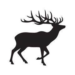 deer silhouette, wild deer silhouettes in flat style isolated on white background. Vector illustration