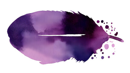 Fototapeta premium Hand drawn watercolor purple feather isolated on white background