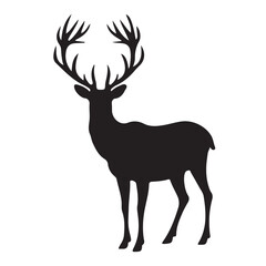 deer silhouette, wild deer silhouettes in flat style isolated on white background. Vector illustration