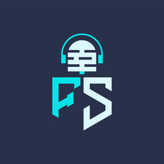 FS Microphone Logo Design for Audio, Music, and Podcast Branding - Letter FS Logo Professional Vector Illustration for Creative Industries