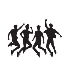 Fototapeta premium Friends enjoying silhouette. Friends group vector silhouette. Friendship day concept