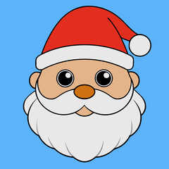 A cartoon Santa Claus face with a red hat and beard