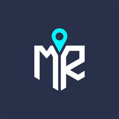 MR Location Logo Design for Recruitment and Navigation - Letter MR Logo Vector Icon