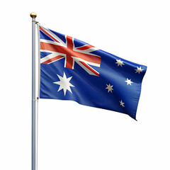 Fototapeta premium Australian flag with pole on white background