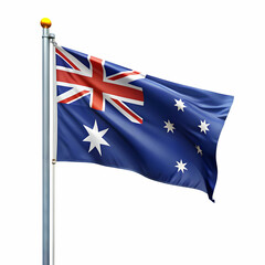 Fototapeta premium Australian flag with pole on white background