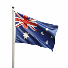 Naklejka premium Australian flag with pole on white background