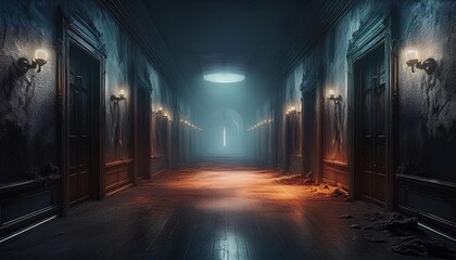 Fototapeta premium alone in the backrooms liminal space 3d render