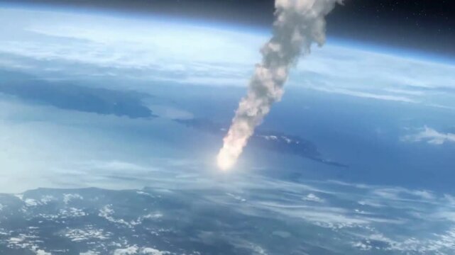 Burning meteor heading for Earth.