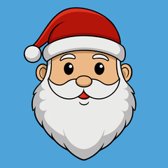A cartoon of Santa Clauss face with a beard and hat