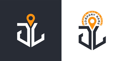 JL Location Logo Bundle. Letter JL Logo Dual Vector Icons for Recruitment and Navigation