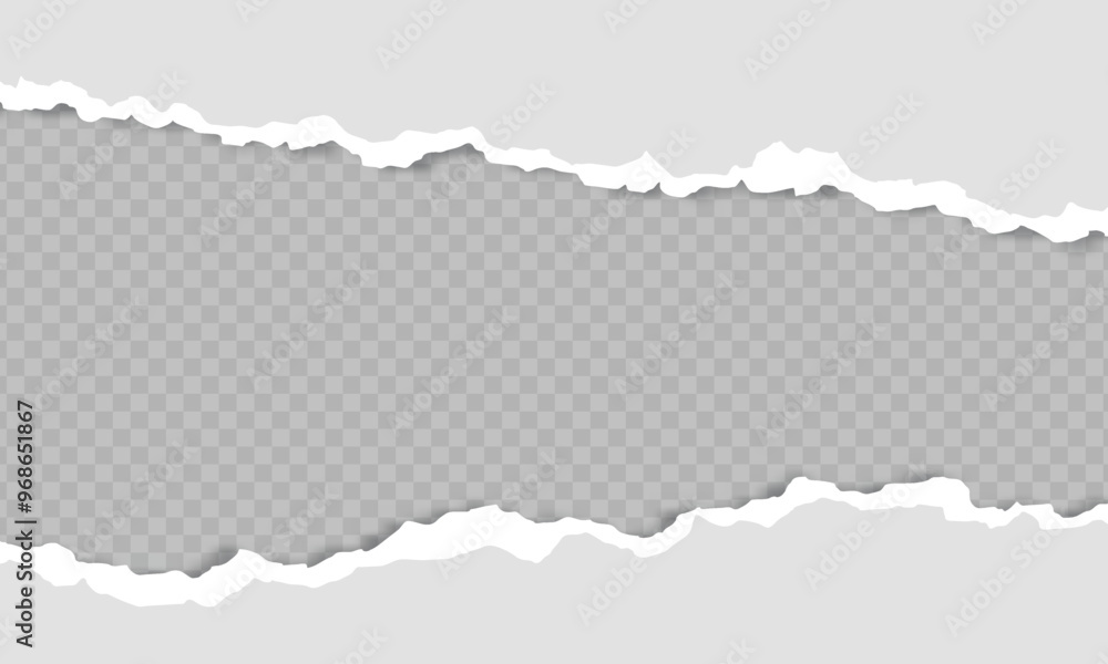 Poster abstract white and gray ripped paper banner design with empty space for text torn paper element desi