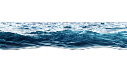 Water wave blue ocean surface wide panorama isolated on white background 