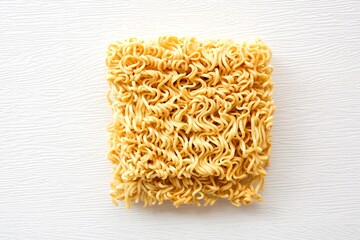 Instant noodles, uncooked instant noodles on white background