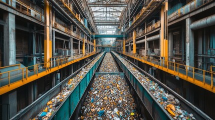 AI-managed recycling systems in futuristic smart cities: Fully automated recycling plants where waste is sorted by AI.