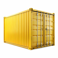a yellow shipping container on white background