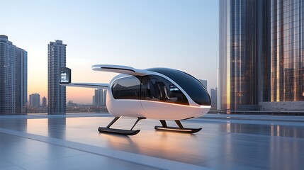 Hub for autonomous vertical takeoff air taxis, offering an urban air mobility solution with seamless, efficient, and eco-friendly transportation for city dwellers, 