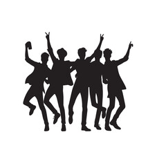 Friends enjoying silhouette. Friends group vector silhouette. Friendship day concept