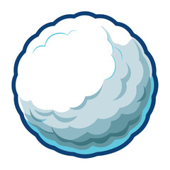 A cartoon illustration of a snowball on a plain white background