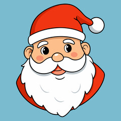 A cartoon drawing of Santa Claus with his beard and festive hat