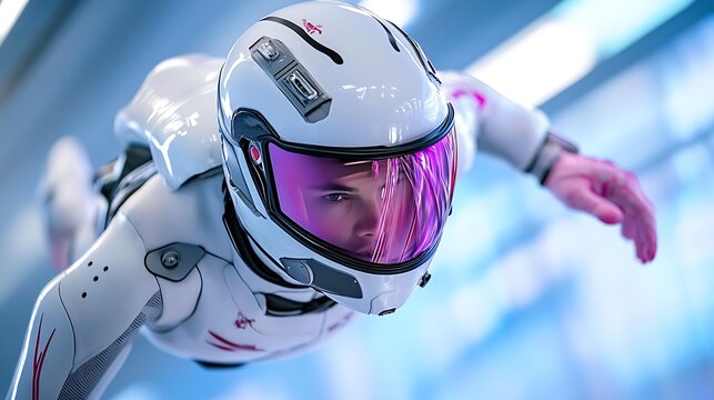 Cutting-edge antigravity sports equipment manufacturer, specializing in futuristic extreme gear designed to defy physics and enhance athlete performance in high-speed, high-adrenaline competitions, 