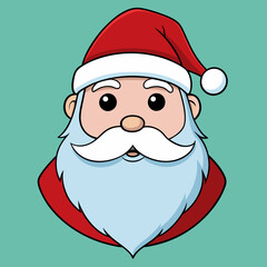 Colorful cartoon of Santa Claus with his hat and signature beard