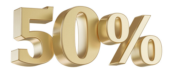 50 Percent Off Sale . Gold Number Promotion