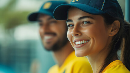 Smiling Female Tennis Player During a Match