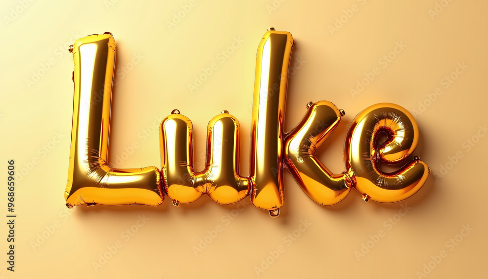 Wall mural luke golden 3d balloon letters on solid background