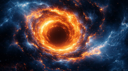 Obraz premium Dark Grainy Abstract Art Background in Blue and Orange Tones with Vortex Pattern