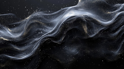 Dark Black and White Grainy Gradient Background with Noise Texture