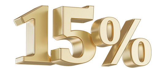 15 Percent Off Sale . Gold Number Promotion