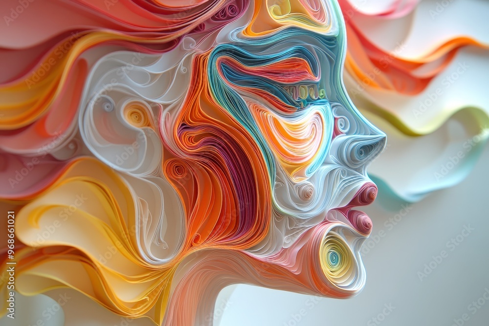 Aufkleber intricate quilled paper filigree ai assistant with data streams