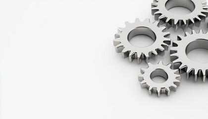 Polished steel gears interlocking, engineering and machinery theme, high-detail 3D illustration