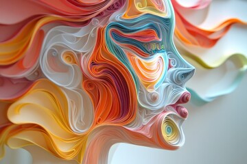 Obraz premium Intricate Quilled Paper Filigree AI Assistant with Data Streams