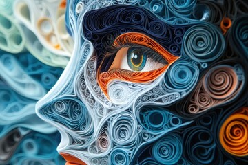 Intricate Quilling Paper Filigree AI Assistant with Data Streams - Concept of Artificial Intelligence Integration in Daily Life