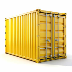 a yellow shipping container on white background