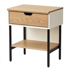 A modern nightstand with a drawer and shelf, suitable for bedroom storage.