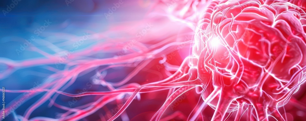 Poster a vibrant, abstract representation of a neural network with glowing connections and dynamic colors, 