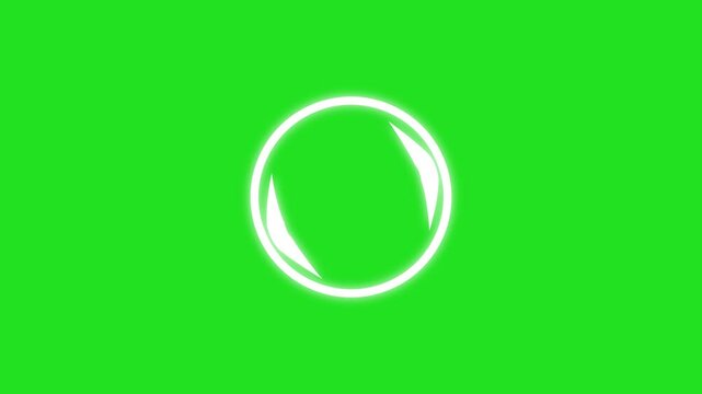 circle shape icon white color animation on green background, circle line animation