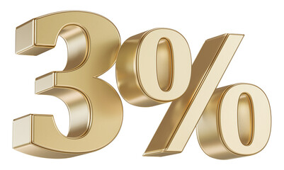3 Percent Off Sale . Gold Number Promotion
