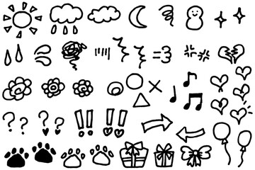かわいい手描きの落書きアイコンセット